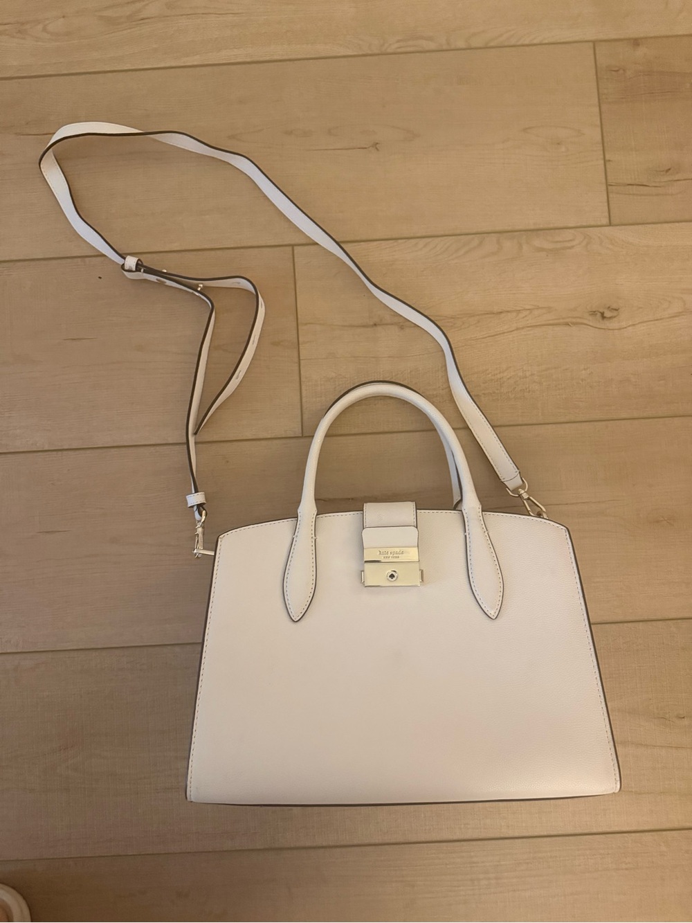 Kate Spade White Leather Tote + Strap